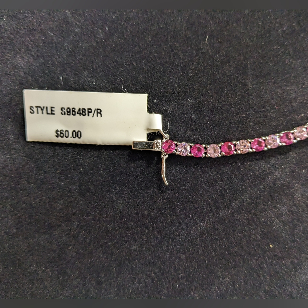 Dee Berkley Jewelry (DBJ) Sterling Silver & Pink Gem Tennis Bracelet, NWT - Picture 7 of 8